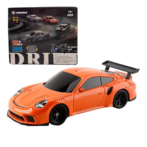 BAUBAUPLAY 1:43 Maßstab RC Mini Drift Auto (Gyro Version) - Gyroskop-gestütztes Driften, 2.4G Vollproportional, Orange, Erwachsene und ältere Kinder (ab 16 Jahren), unisex von BAUBAUPLAY