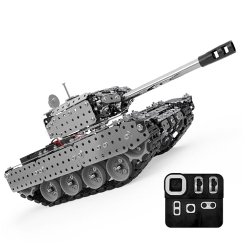 BAUBAUPLAY Metall 3D Modell, 3D Metall Puzzle Mechanischer RC Tank Modellbausatz Erwachsene, 952 Teile Metallbausatz 3D Konstruktions Spielzeug Metall Puzzle von BAUBAUPLAY