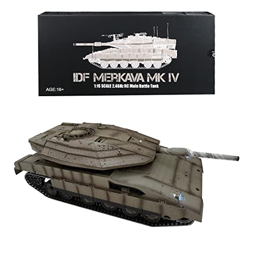 BAUBAUPLAY 1:16 Kampfpanzer Modellbau Panzer, 2.4G Israel Merkava IV Militär Panzer mit Raucheffekten, Panzer Spielzeug Modellbausatz für Militärfans und Erwachsene (Upgrade-Version) von BAUBAUPLAY