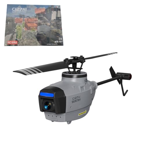 BAUBAUPLAY RC Hubschrauber, C127AI Ferngesteuertes Helicopter Scout Drohne Modell, 2.4G 4CH Single Rotor Militär Hubschrauber Spielzeug Geschenk für Erwachsene - RTF von BAUBAUPLAY