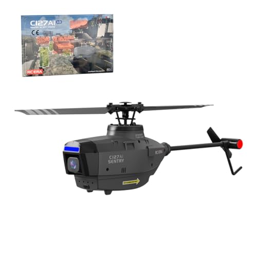 BAUBAUPLAY RC Hubschrauber, C127AI Ferngesteuertes Helicopter Scout Drohne Modell, 2.4G 4CH Single Rotor Militär Hubschrauber Spielzeug Geschenk für Erwachsene - RTF von BAUBAUPLAY