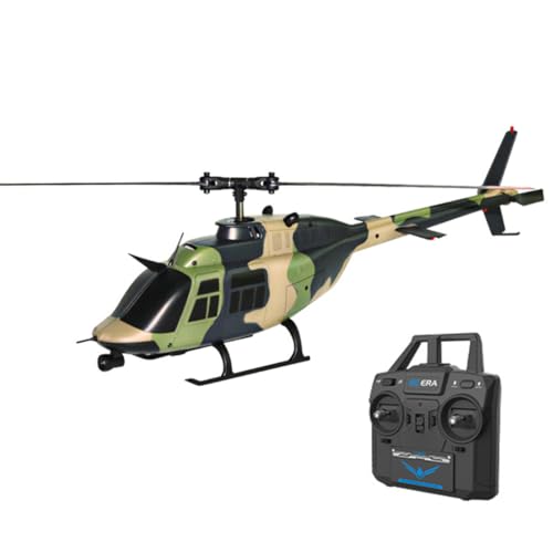 BAUBAUPLAY RC Hubschrauber, C138 1/33 Bell 206 Ferngesteuertes Helicopter, 2.4G 6CH Single Rotor ohne Querruder Militär Hubschrauber Spielzeug Geschenk für Erwachsene von BAUBAUPLAY