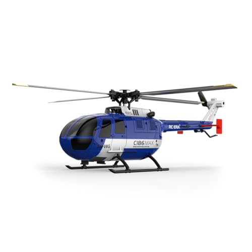 BAUBAUPLAY RC Hubschrauber, C186MAX BO105 Kanonenboot Flugzeug Ferngesteuertes Helicopter, 2.4G 4CH Einzelne Flybarless Militär Hubschrauber Spielzeug Geschenk für Erwachsene von BAUBAUPLAY