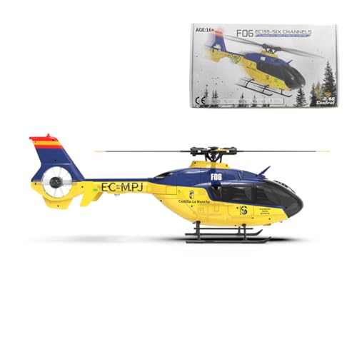 BAUBAUPLAY RC Hubschrauber, F06 1/36 EC-135 Ferngesteuertes Helicopter, 2.4G 6CH 3D Kunstflugzeug Modell Militär Hubschrauber Spielzeug Geschenk für Erwachsene - RTF von BAUBAUPLAY