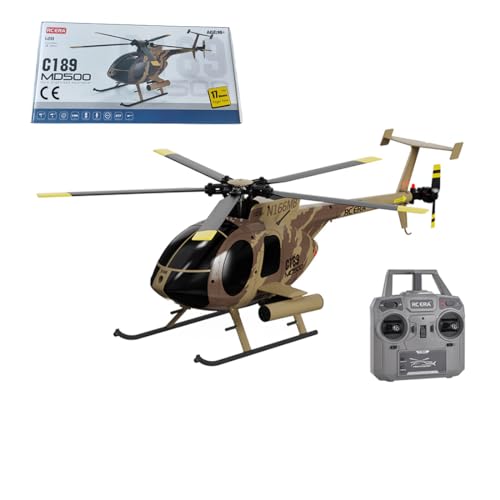 BAUBAUPLAY RC Hubschrauber, MD500 C189 1/28 Ferngesteuertes Helicopter, 2.4G 4CH Single Rotor Militär Hubschrauber Spielzeug Geschenk für Erwachsene - RTF von BAUBAUPLAY