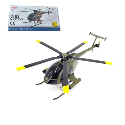 BAUBAUPLAY RC Hubschrauber, MD500 C189 1/28 Ferngesteuertes Helicopter, 2.4G 4CH Single Rotor Militär Hubschrauber Spielzeug Geschenk für Erwachsene - RTF von BAUBAUPLAY