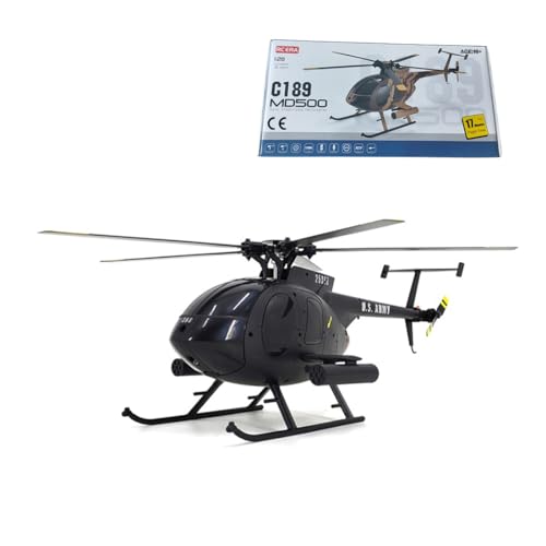 BAUBAUPLAY RC Hubschrauber, MD500 C189 1/28 Ferngesteuertes Helicopter, 2.4G 4CH Single Rotor Militär Hubschrauber Spielzeug Geschenk für Erwachsene - RTF von BAUBAUPLAY