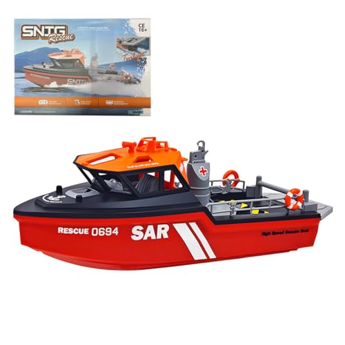 BAUBAUPLAY RC Rettungsboot, 1/32 Scale 2.4G 8KM/H Ferngesteuertes Boot, Waterproof Remote Control Boat für Erwachsene -RTR von BAUBAUPLAY