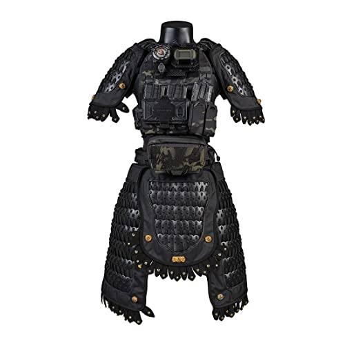 BAUBAUPLAY Taktische Rüstung, Samurai Tacitcal Armor, 6 in 1 Taktische Rüstung Schulter Rüstung Rock Schritt Protektor Ausrüstungsanzug Schwarz (ohne Weste) von BAUBAUPLAY