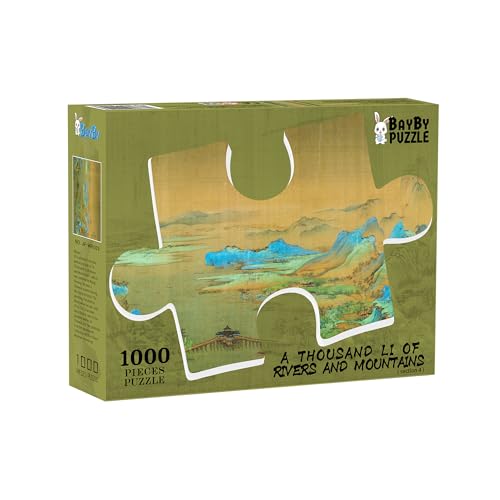 Bayby-Tausend Li Flüsse und Berge 1000-teiliges Puzzle für Erwachsene, Plastikpuzzle, staubfrei, Puzzlespiele, lustig, berühmte chinesische Gemäldepuzzle von BAYBY