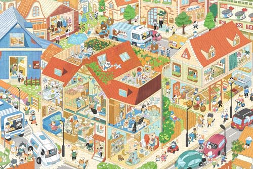 BAYBY Cat Town 1000-teiliges Puzzle, Puzzles für Erwachsene, Kunststoff-Puzzles für Familie oder Kinder, kein Staub, 74,9 x 50 cm, Illustrationspuzzle, einzigartiges Stück, lustiges von BAYBY