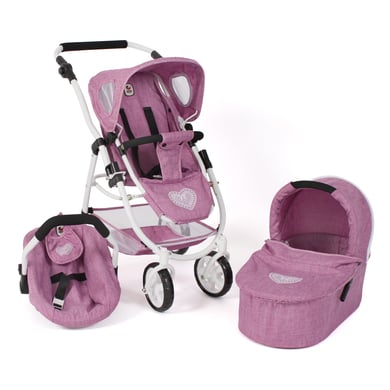 BAYER CHIC 2000 3 in 1 Kombi Puppenwagen EMOTION ALL IN Jeans pink von BAYER CHIC 2000