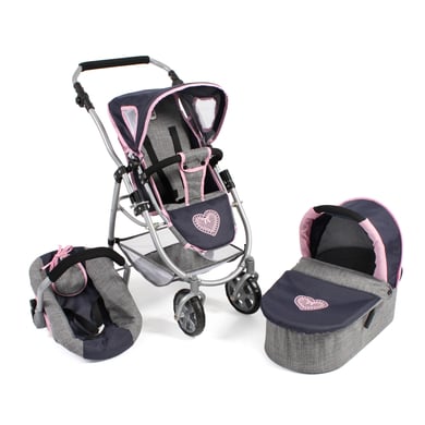 BAYER CHIC 2000 3 in 1 Kombi Puppenwagen EMOTION ALL IN melange grau-navy von BAYER CHIC 2000