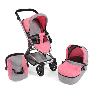 BAYER CHIC 2000 Kombipuppenwagen Fides 3 in 1 melange pink von BAYER CHIC 2000