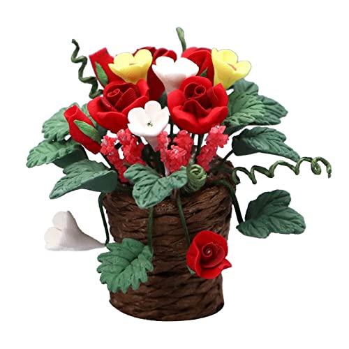 1:12 Für Miniaturblumen Topfpflanze Blumen Miniatur Topfblumen Künstliche Bonsai Rose Puppenhaus Miniaturblumen von BAYORE