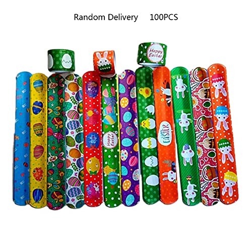 BAYORE 100 Stück Slap Armbänder Bunte Retro Slap Armbänder Schnapp Armbänder Für Ostern Party Geburtstag Klassenzimmer Preise Ostern Slap Armbänder Spielzeug Für Kinder von BAYORE