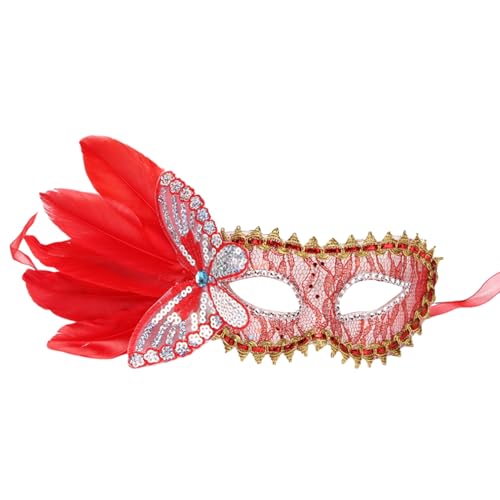 BAYORE Damenkostüm Festival Halloween Maskerade Halbes Gesicht Karneval Ball Party Auftritte Federn von BAYORE