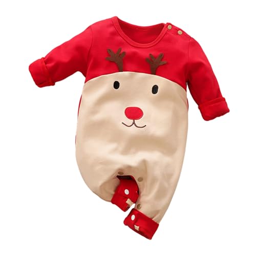 BAYORE Festliches Baby Santa Cosplay Kostüm Langärmeliger Weihnachtsoverall Säuglingsspielanzug 0–24 Monate Baby Fotografie Outfit Partykleidung Weihnachts Baby Overall Langärmeliger Overall Süßes von BAYORE