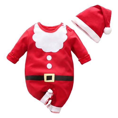 BAYORE Festliches Baby Santa Cosplay Kostüm Langärmeliger Weihnachtsoverall Säuglingsspielanzug 0–24 Monate Baby Fotografie Outfit Partykleidung Weihnachts Baby Overall Langärmeliger Overall Süßes von BAYORE