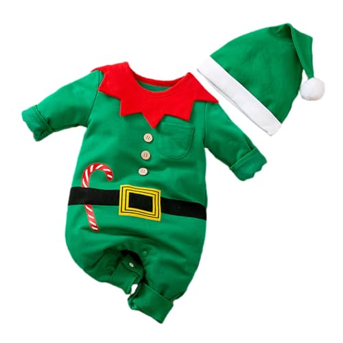 BAYORE Festliches Baby Santa Cosplay Kostüm Langärmeliger Weihnachtsoverall Säuglingsspielanzug 0–24 Monate Baby Fotografie Outfit Partykleidung Weihnachts Baby Overall Langärmeliger Overall Süßes von BAYORE