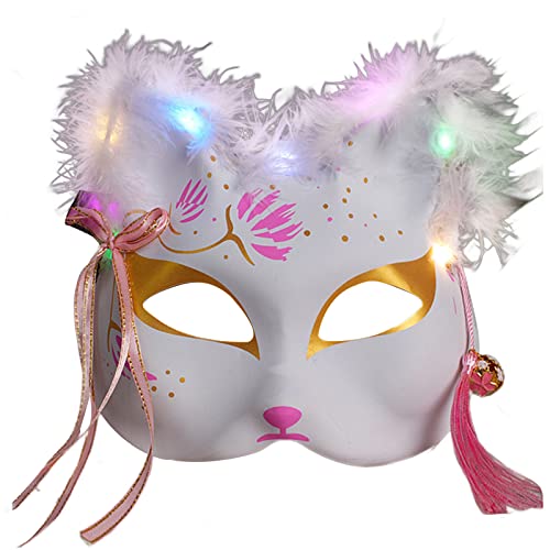 BAYORE Fuchs Maske Leuchtende Maskerade Halbes Gesicht Halloween Party Abend Abschlussball Japanisches Cosplay Japanische Cosplay Halloween Party Maskerade Halbes Gesicht von BAYORE