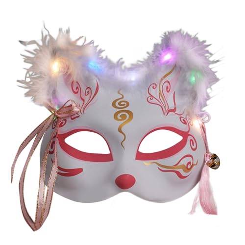 BAYORE Fuchs Maske Leuchtende Maskerade Halbes Gesicht Halloween Party Abend Abschlussball Japanisches Cosplay Japanische Cosplay Halloween Party Maskerade Halbes Gesicht von BAYORE