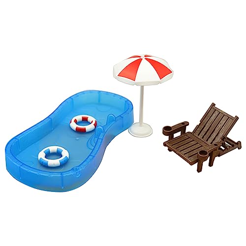 BAYORE Puppenhaus Strand Set Miniatur Schwimmbad Schaukelring Strandkorb Für Spielhaus Puppenhaus Dekoration Kinder Party Geschenk Puppenhaus Dekoration von BAYORE