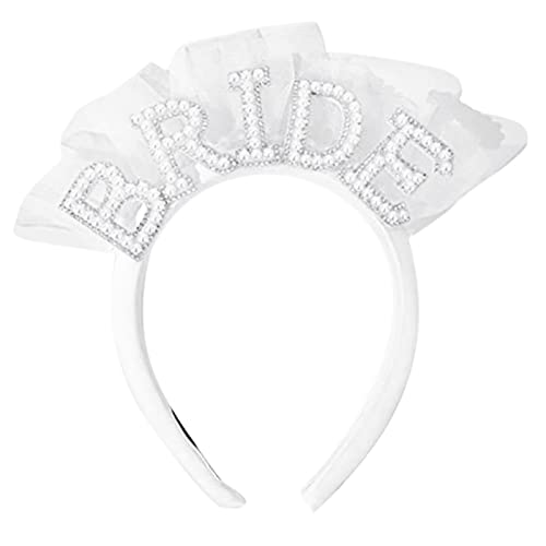 Braut Stirnband Mit Perlen Und Perlen Weiß Braut Kopfschmuck Party Zubehör Braut Kopfschmuck Duschgeschenke Für Frauen Und Mädchen Braut Stirnband Junggesellinnen Party Perlen Braut Stirnband von BAYORE