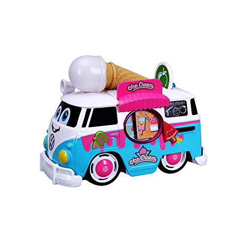 Bb Junior VW Magic Ice Cream Bus: Spielzeugauto VW Bus mit Licht & Sound, 3 Sprachen (DE/EN/FR), ab 12 Monaten, 20 cm, blau-weiß (16-88610) von Bb Junior