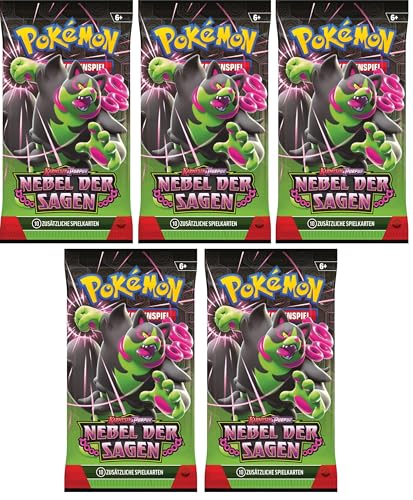 Pokemon Karmesin & Purpur 5 Nebel der Sagen Booster Packs - Deutsch und BB-Toy-Trades Toploader von BB-Toy-Trades