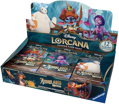 Lorcana Azurblaues Meer - Display Box mit 24 Booster Packs - DEUTSCH - Sammelkarten NEU & OVP + BB-Toy-Trades Toploader von BB-Toy-Trades