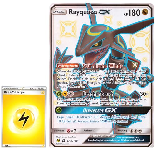BB-Toy-Trades TCG PKM Sammelkarte XXL Black Star Promo Karte Rayquaza GX 177a/168 - DEUTSCH - Fullart Holo Mega Jumbo Oversize Einzelkarte mit BB-Toy-Trades Sleeve (Rayquaza GX) BB-Toy-Trades TCG PKM Sammelkarte XXL Black Star Promo Karte Rayquaza GX 177a/168 - DEUTSCH - Fullart Holo Mega Jumbo Oversize Einzelkarte mit BB-Toy-Trades Sleeve (Rayquaza GX) von BB-Toy-Trades