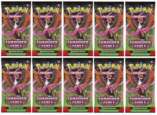 Pokemon Scarlet & Violet 10 Shrouded Fable Booster Packs - ENGLISCH - NEU & OVP SV6.5 + BB-Toy-Trades Toploader von BB-Toy-Trades