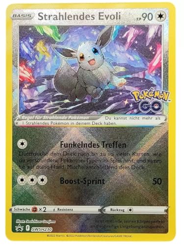 BB-Toy-Trades kompatibel für Pokemon GO Strahlendes Evoli V SWSH230 Schwert & Schild Black Star Promo Karte - DEUTSCH - Einzelkarte Fullart Holo + Toploader von BB-Toy-Trades