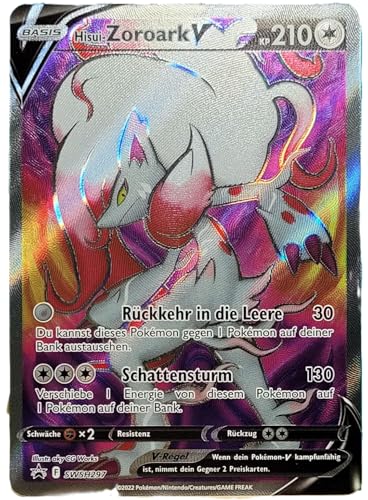 BB-Toy-Trades kompatibel für Pokemon Hisui-Zoroark V SWSH297 Schwert & Schild Black Star Promo Karte - DEUTSCH - Einzelkarte Fullart Holo + Toploader BB-Toy-Trades kompatibel für Pokemon Hisui-Zoroark V SWSH297 Schwert & Schild Black Star Promo Karte - DEUTSCH - Einzelkarte Fullart Holo + Toploader von BB-Toy-Trades