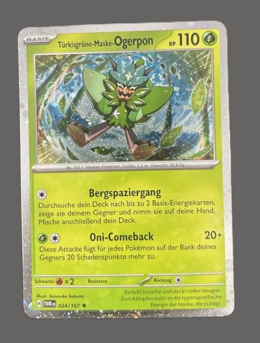 BB-Toy-Trades kompatibel für Pokemon Türkisgrüne-Maske-Ogerpon TWM 024/167 Karmesin & Purpur Maskerade im Zwielicht Black Star Promo Karte - DEUTSCH - Einzelkarte Fullart Holo + Toploader BB-Toy-Trades kompatibel für Pokemon Türkisgrüne-Maske-Ogerpon TWM 024/167 Karmesin & Purpur Maskerade im Zwielicht Black Star Promo Karte - DEUTSCH - Einzelkarte Fullart Holo + Toploader von BB-Toy-Trades