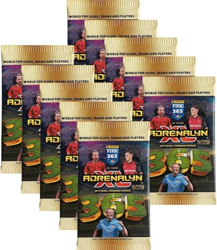 Panini FIFA 365 Serie 10 Booster Packs Adrenalyn XL 2025 Saison Fussball Trading Cards und BB-Toy-Trades Toploader von BB-Toy-Trades