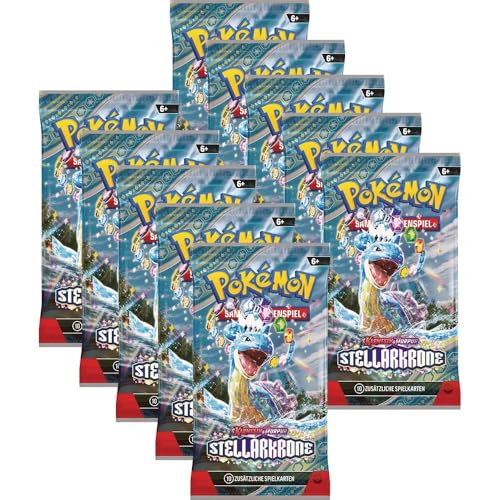 Pokemon Karmesin & Purpur 10 Stellarkrone Booster Packs - Deutsch und BB-Toy-Trades Toploader von BB-Toy-Trades