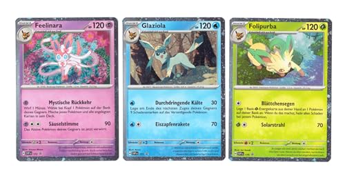 Sammelkarten - Prismatische Entwicklungen Folipurba SVP170 Glaziola SVP171 Feelinara SVP172 Deutsche Holo Promo Karten (Evoli Evolutions) mit BB-Toy-Trades Versandschutz von BB-Toy-Trades