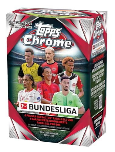 Topps Chrome Bundesliga Season 2024/25 Fussball Value Box 7 Packs je 4 Karten pro Pack und BB-Toy-Trades Toploader Topps Chrome Bundesliga Season 2024/25 Fussball Value Box 7 Packs je 4 Karten pro Pack und BB-Toy-Trades Toploader von BB-Toy-Trades