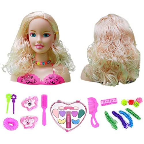 BBABBT Make-up Haar Kopf Mädchen Super Model, Friseur, Puppenstyling, 17 Stück Friseur Styling Kopf Puppe Make-up Spielzeug Pädagogisches Spielzeug Geschenk Kinder Mädchen von BBABBT