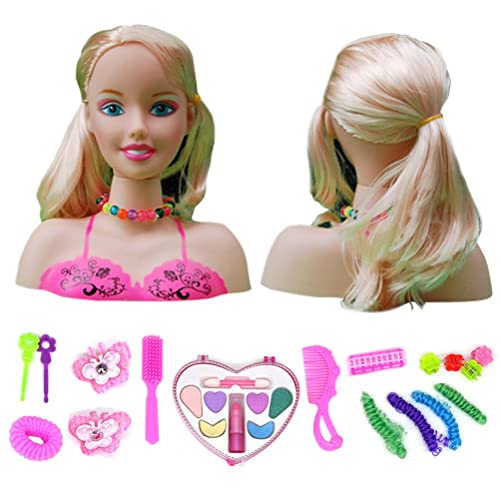 BBABBT Make-up Haar Kopf Mädchen Super Model, Friseur, Puppenstyling, 17 Stück Friseur Styling Kopf Puppe Make-up Spielzeug Pädagogisches Spielzeug Geschenk Kinder Mädchen von BBABBT