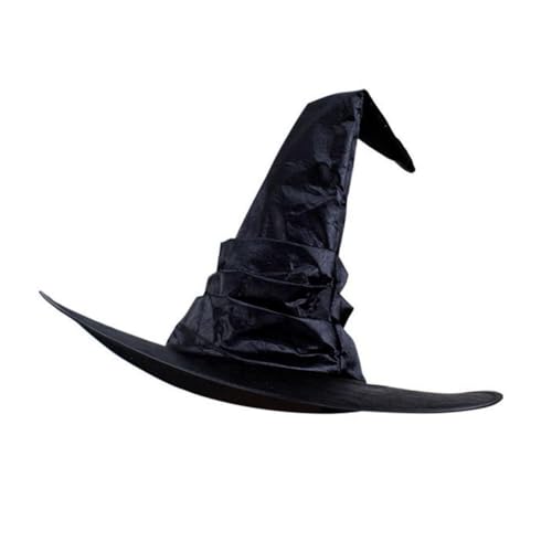 BBASILIYSD Halloween-Hexenhut für Damen, Erwachsene, schwarz, faltbarer Hexenhut mit Spinnenanhänger, Partyhut, GIF, Hexe, Cosplay, böses Kostüm von BBASILIYSD