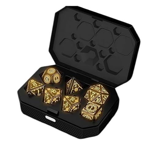 LED-Würfel-Set, wiederaufladbar, kabellos, beleuchtet, DND-Würfel-Set mit Ladebox, cooles 7-teiliges DND-Würfel-Set, polyedrische Rollenspiel-Würfel für DND-Geschenke von BBASILIYSD