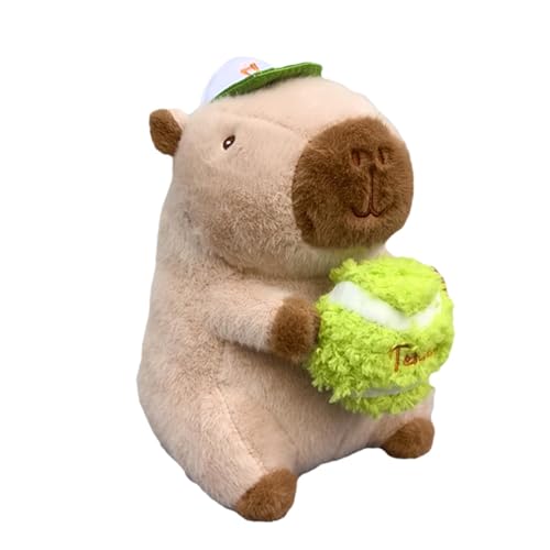 Gefülltes Wasserschwein-Plüschtier,Gefülltes Wasserschwein - Niedliche Capybara-Plüschpuppe im Tennis-Stil,25 cm großes Capybara-Plüschtier, lustiges Stofftier mit Tennisball für die Heimdekoration im von BBAUER