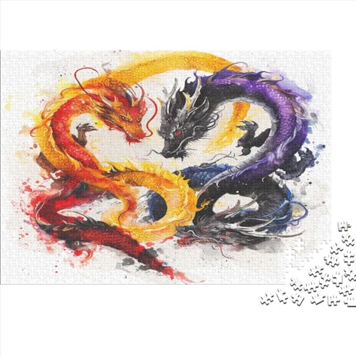 Drache Puzzle 1000 Teile,Puzzle Für Erwachsene, Impossible Puzzle, GesKükenlichkeitsspiel Für Die Ganze Familie,Puzzle Farbenfrohes,Puzzle-Geschenk,RaumdekoRatteion Puzzel 1000pcs (75x50cm) von BBDJKEOPP