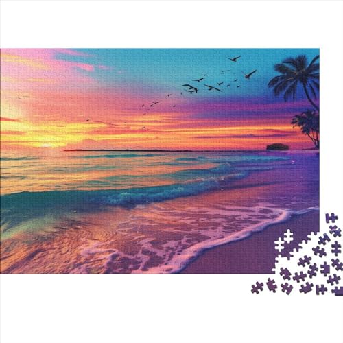 Strand Sonneset 1000 Teile,Impossible Puzzle,GesKükenlichkeitsspiel Für Die Ganze Familie, Erwachsenen Puzzlespiel Puzzel 1000pcs (75x50cm) von BBDJKEOPP