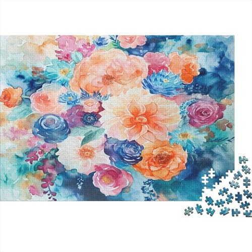 Watercolor Blumes Puzzle 1000 Teile Erwachsene Puzzles Für Erwachsene Klassische Puzzles 1000 Teile Erwachsene Puzzlespiel Schwer Pädagogisches Spielzeug Erwachsene Kinder Puzzel 1000pcs (75x50cm) von BBDJKEOPP