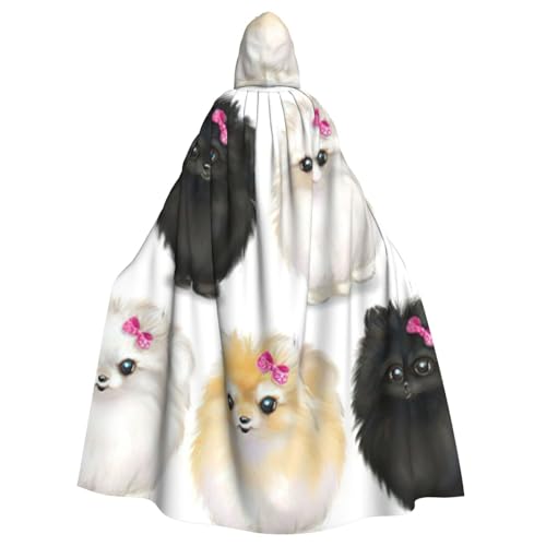 BBEXJIGY Pomeranians Graphics Print Uni Hooded Halloween Cloak Vampire Witch's Cloak Costumes Party Cape von BBEXJIGY