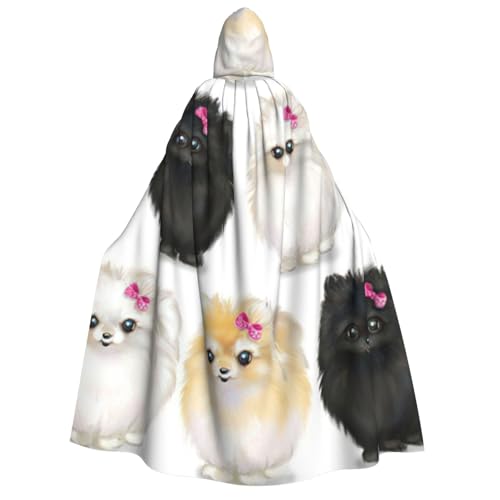 BBEXJIGY Pomeranians Graphics Print Uni Hooded Halloween Cloak Vampire Witch's Cloak Costumes Party Cape von BBEXJIGY